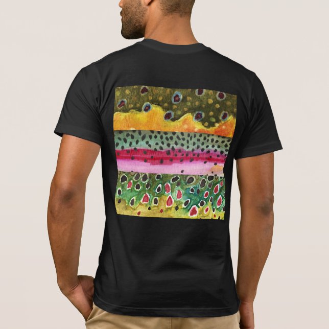 Camiseta Pieles de trucha marrón, arcoiris (Reverso)