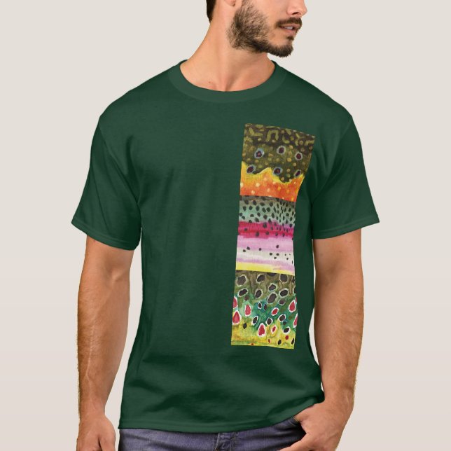 Camiseta Pieles de trucha: Morrillo arcoiris - Pesca con mo (Anverso)