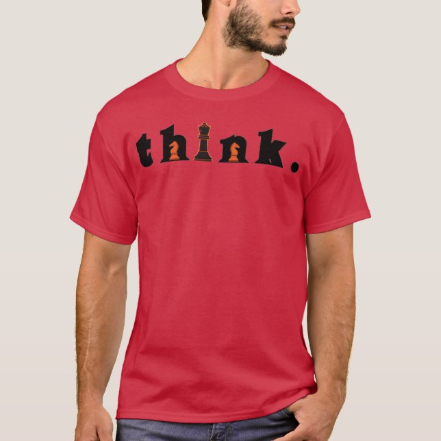 Camiseta Piensa en Piezas de Ajedrez retro (Anverso)
