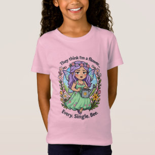 Camiseta 🌸 "Piensan que soy una flor... Individual. Abeja"