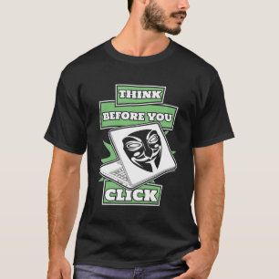 Camiseta Piense Antes De Hacer Clic En Hacker Gorra Negro G