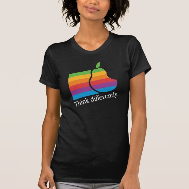 Camiseta Piense diferentemente - Apple retro parodia la (Anverso)