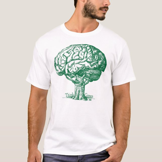 Camiseta Piense el árbol verde del cerebro (Anverso)