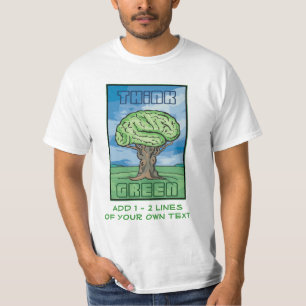 Camiseta Piense el cerebro verde