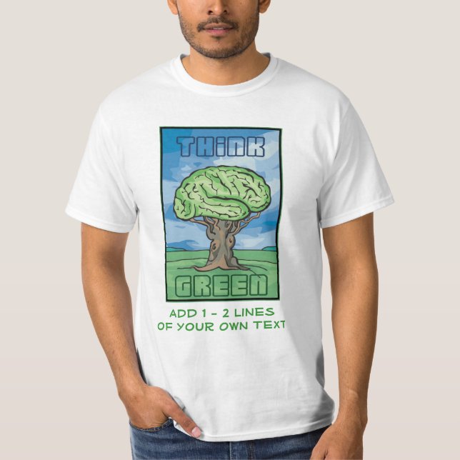 Camiseta Piense el cerebro verde (Anverso)
