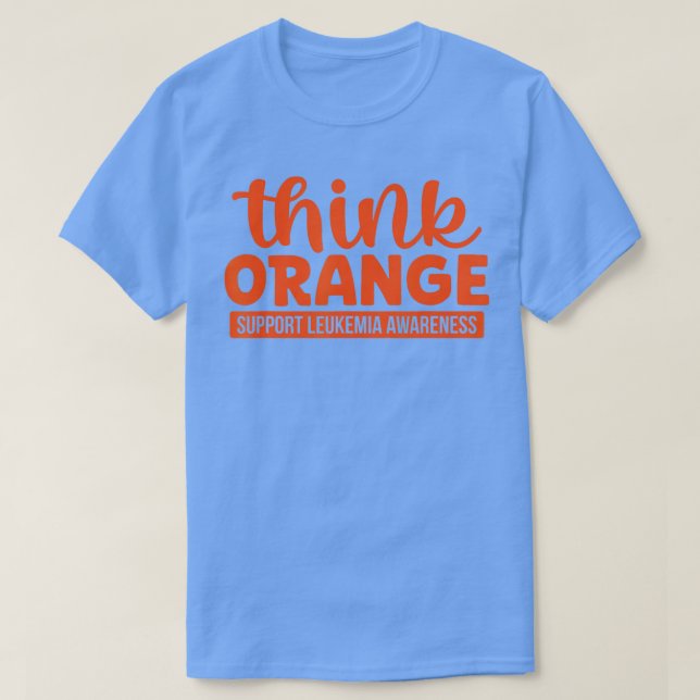 Camiseta Piense en Apoyo Naranja Leucemia Sensibilización L (Diseño del anverso)