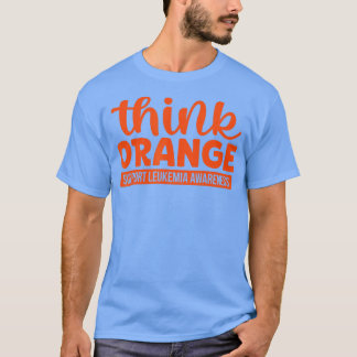 Camiseta Piense en Apoyo Naranja Leucemia Sensibilización L