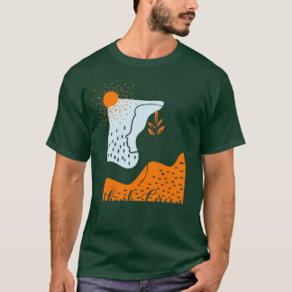 Camiseta Piense en el paisaje abstracto verde con la siluet