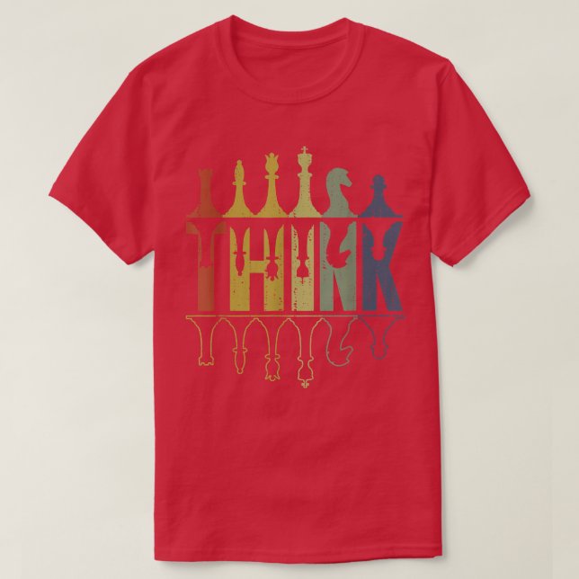 Camiseta Piense en los regalos de los jugadores de ajedrez  (Diseño del anverso)