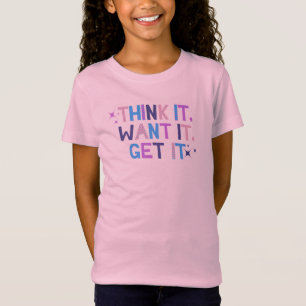 Camiseta Piense en positivismo cita a T-Shirt para chicas.
