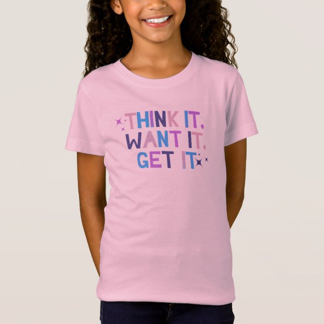 Camiseta Piense en positivismo cita a T-Shirt para chicas. (Anverso)
