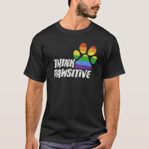 Camiseta Piense En Positivo La Impresión De Perro O Papas D