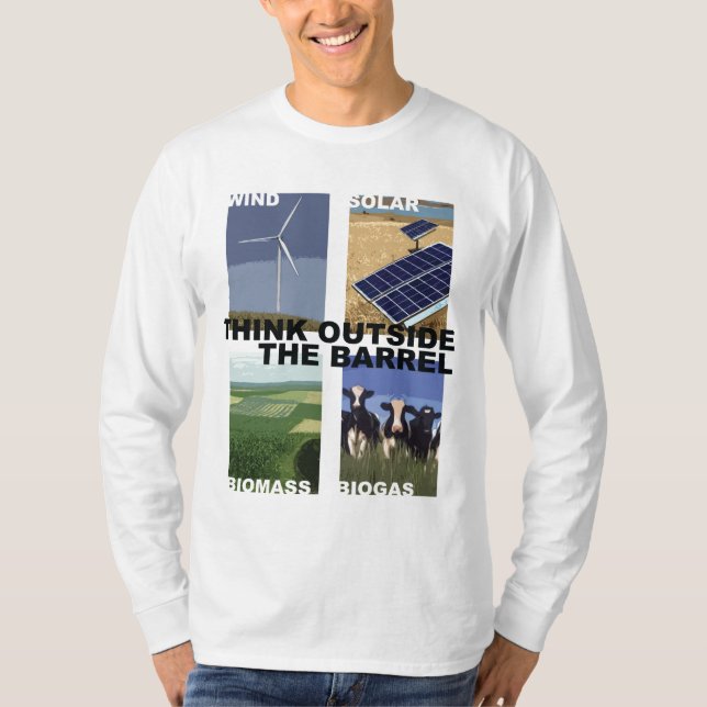 Camiseta Piense fuera del barril (Anverso)