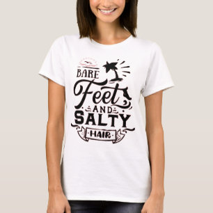 CAMISETA PIES DESCALZOS Y PELO SALADO - AMANTE DE LA PLAYA