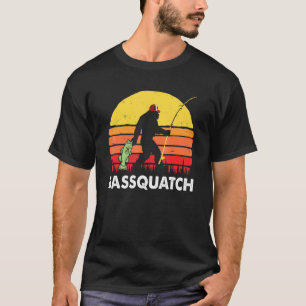 Camiseta Pies Grandes De Pies De Bassquatch Ir Pesca En Tee