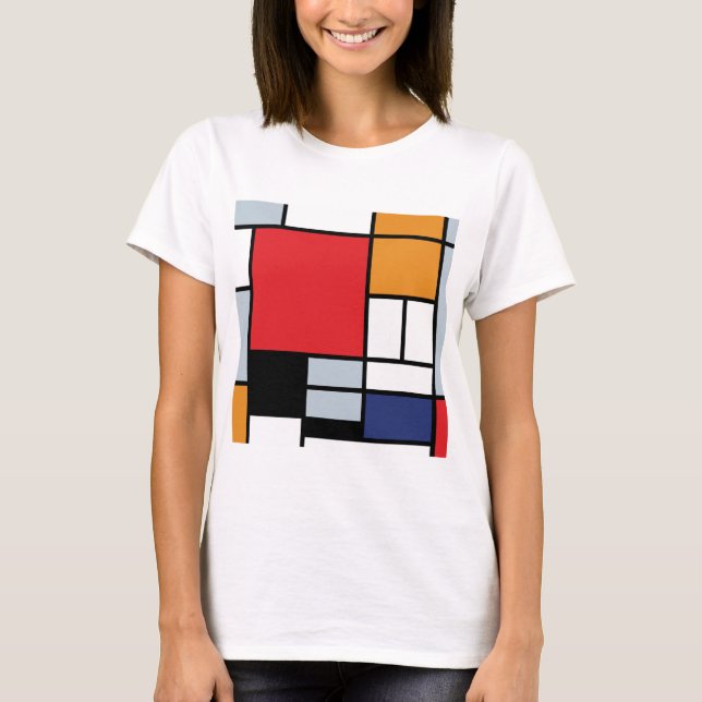 Camiseta Piet Mondrian - Composición con el plano rojo gran (Anverso)