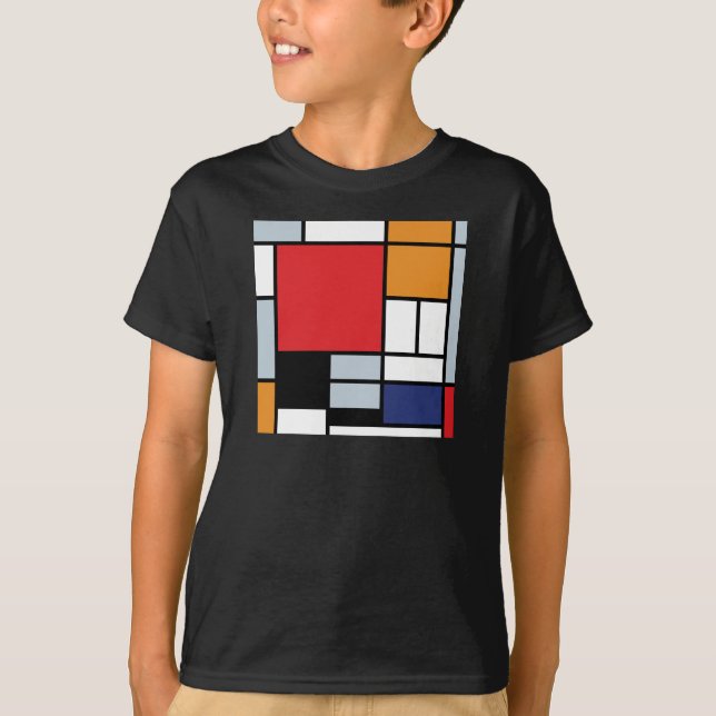 Camiseta Piet Mondrian - Composición con el plano rojo gran (Anverso)