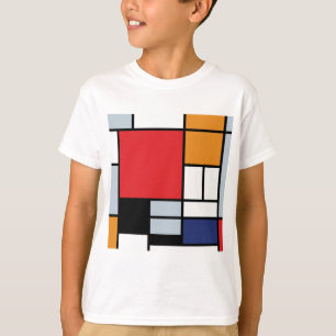Camiseta Piet Mondrian - Composición con el plano rojo gran