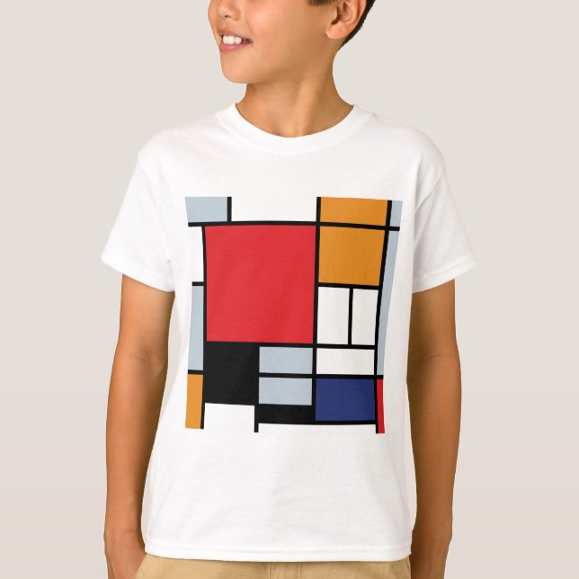 Camiseta Piet Mondrian - Composición con el plano rojo gran (Anverso)