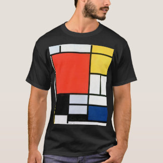Camiseta Piet Mondrian Composición Rojo amarillo Azul Negro