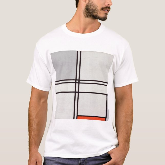 Camiseta Piet Mondrian Composition (No. 1) Gray-Red. (Anverso)
