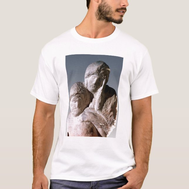 Camiseta Pieta de Rondanini, detalle de las cabezas de (Anverso)
