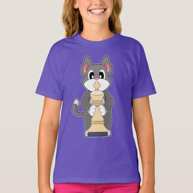 Camiseta Pieza de ajedrez de gato King Chess (Anverso)