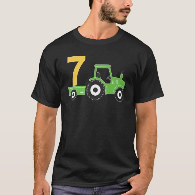 Camiseta Pieza de cumpleaños de 7 años de Farm Tractor (Anverso)