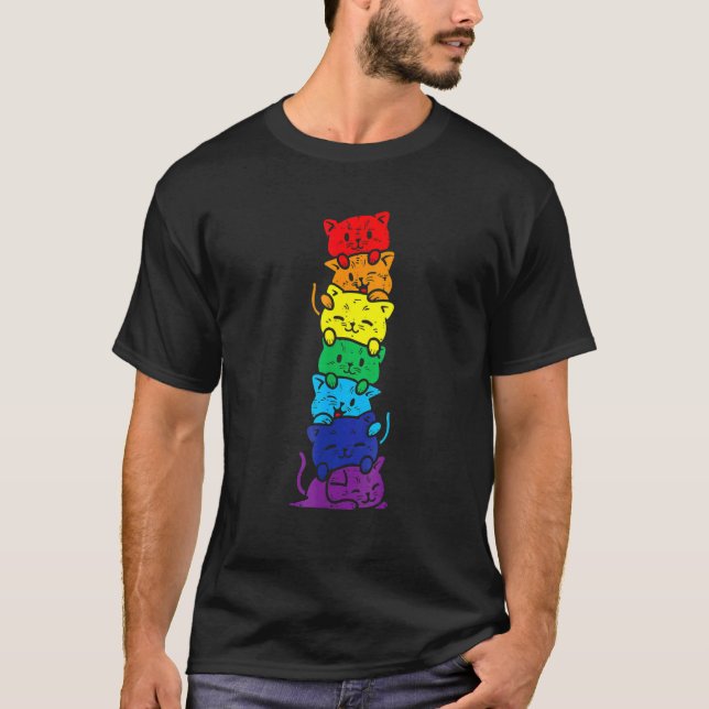Camiseta Pieza De Gato Orgullo Gay Arcoiris Mascota De Anim (Anverso)