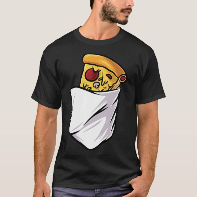 Camiseta Pieza de pizza de comida rápida en bolsa (Anverso)