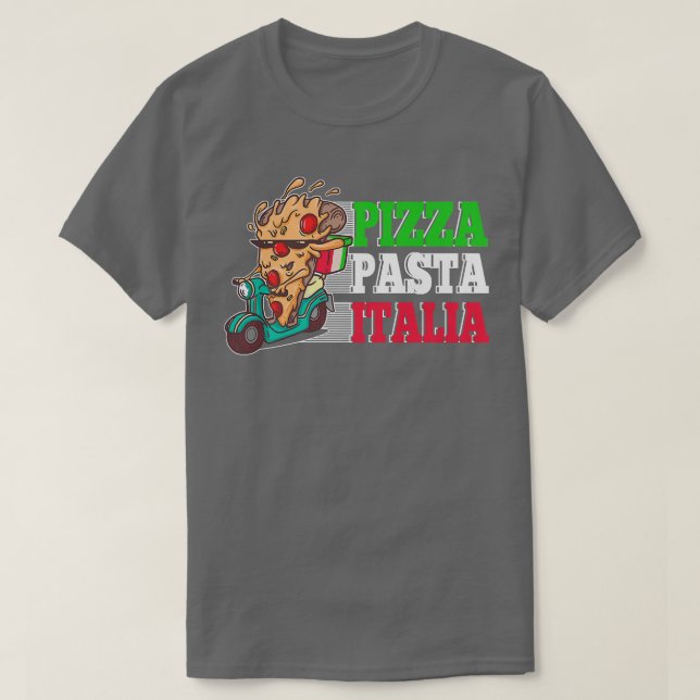 Camiseta Pieza De Pizza Pasta Italia Pizza En Scooter Itali (Diseño del anverso)