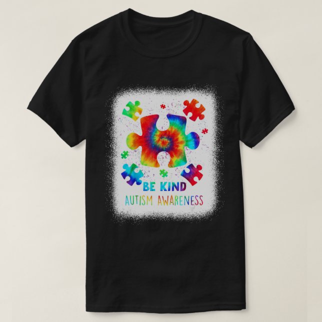 Camiseta Pieza de rompecabezas blanqueada Sé amable de auti (Diseño del anverso)