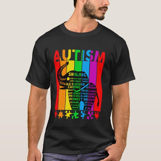 Camiseta Pieza de rompecabezas de arcoíris de conciencia de (Anverso)