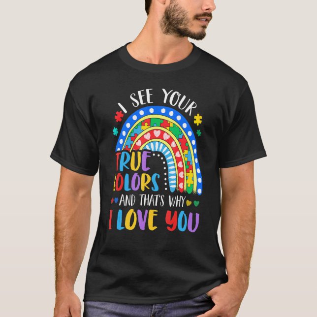 Camiseta Pieza de rompecabezas de arcoíris veo tus verdader (Anverso)