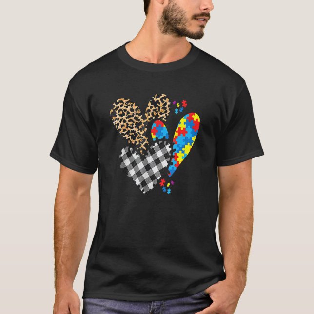 Camiseta Pieza de rompecabezas de corazón Leopardo de cuadr (Anverso)