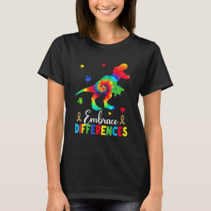 Camiseta Pieza de rompecabezas de dinosaurio autismo abraza