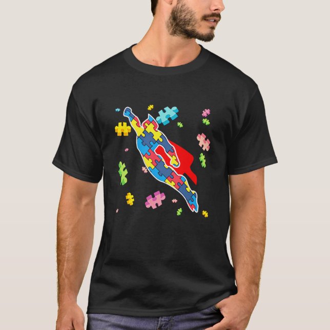 Camiseta Pieza de rompecabezas de superhéroe de concienciac (Anverso)