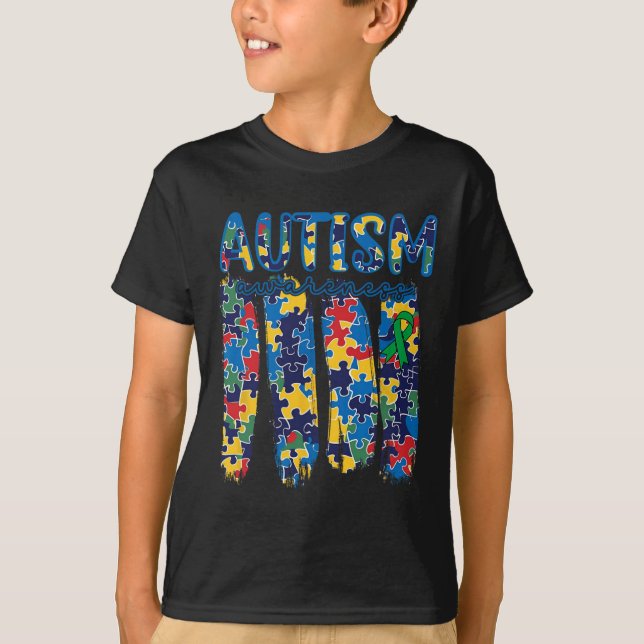 Camiseta Pieza de rompecabezas del broche del espectro de l (Anverso)