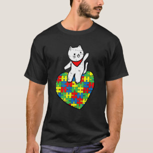 Camiseta Pieza de rompecabezas del corazón del gato Autismo
