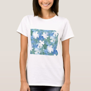 Camiseta Pieza de rompecabezas pintada en azul y verde
