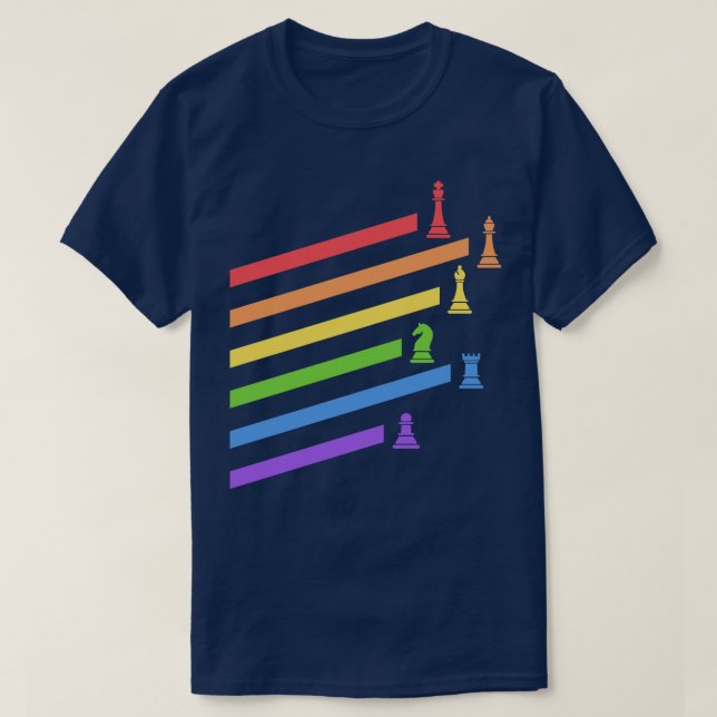 Camiseta Piezas de ajedrez arcoiris juegos de mesa Nerd (Diseño del anverso)