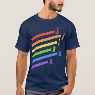 Camiseta Piezas de ajedrez arcoiris juegos de mesa Nerd
