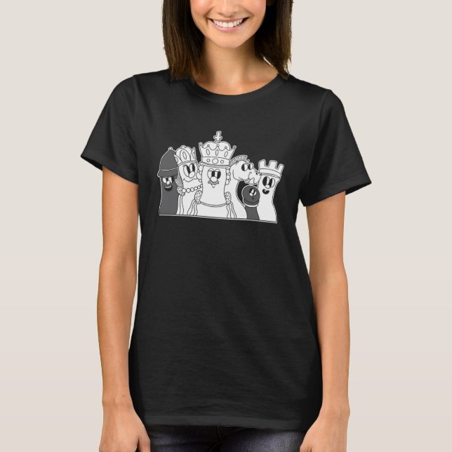 Camiseta Piezas de Ajedrez Lindas (Anverso)