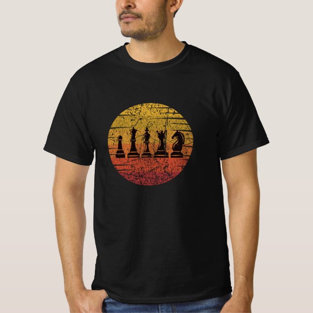 Camiseta Piezas de ajedrez retro (Anverso)