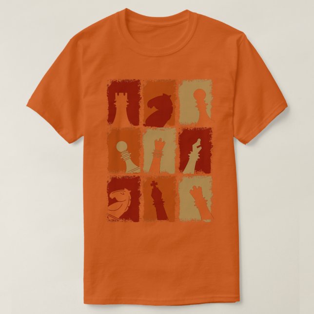 Camiseta Piezas de ajedrez retro 2 (Diseño del anverso)