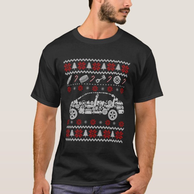 Camiseta Piezas De Coche Navidades Fea Dulce De Navidad Par (Anverso)