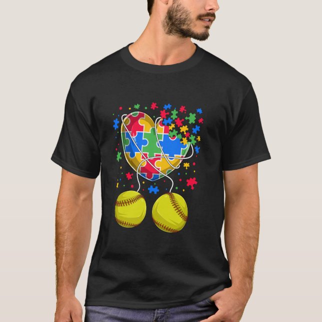 Camiseta Piezas de rompecabezas Corazón sujetando las bolas (Anverso)
