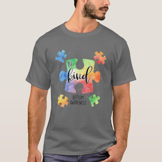 Camiseta Piezas de rompecabezas de Be Kind Cuelan Concienci (Anverso)
