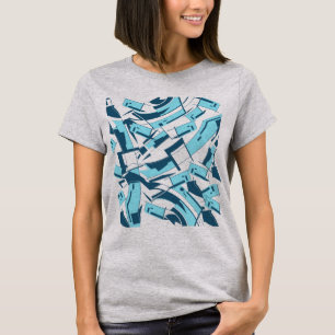 Camiseta Piezas dispersas Aqua Turquoise Blue Diagonal