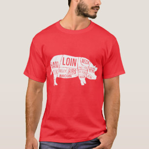 Camiseta Piezas y cortes apenados del cerdo